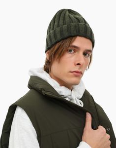 Шапка бини мужская Gloria Jeans BAS004950 хаки, р. 56-58