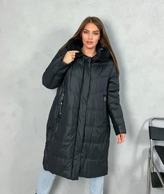 Пальто женское 305 черное 58 RU No Brand