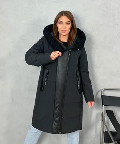 Пальто женское 9223 черное 52 RU No Brand