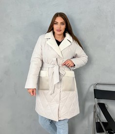 Пальто женское 312 бежевое 52 RU No Brand
