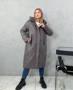 Пальто женское 213 коричневое 54 RU No Brand
