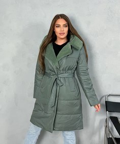 Пальто женское 301 зеленое 48 RU No Brand