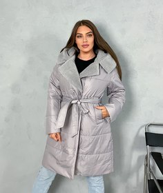 Пальто женское 301 серое 56 RU No Brand