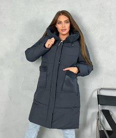 Пальто женское 306 серое 46 RU No Brand