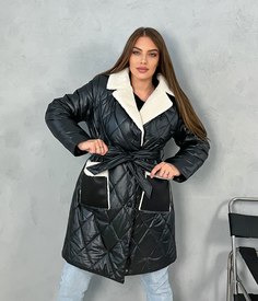 Пальто женское 312 черное 48 RU No Brand