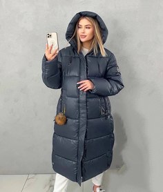 Пальто женское 808 синее 50 RU No Brand