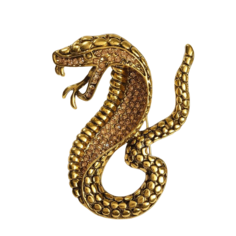 Брошь "Змея" кобра, цвет золотой в чернёном золоте Queen Fair