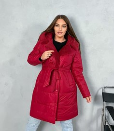Пальто женское 301 красное 54 RU No Brand