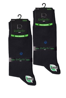 Комплект носков мужских Raffaello #005 из бамбука теплые набор 2 черных 41-44, 2 пары