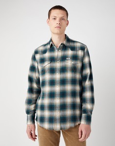 Рубашка мужская Wrangler Men Ls Western Shirt зеленая 3XL