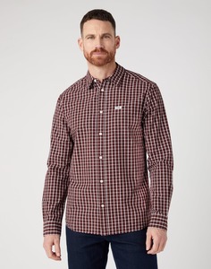 Рубашка мужская Wrangler Men 1 Pocket Shirt бордовая L