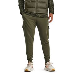 Спортивные брюки мужские Under Armour Ua Rival Fleece Cargo Jogger зеленые MD