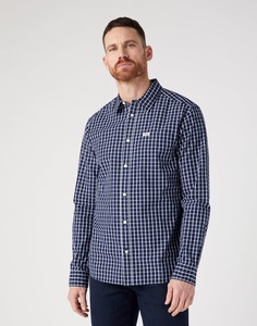 Рубашка мужская Wrangler Men 1 Pocket Shirt синяя 2XL