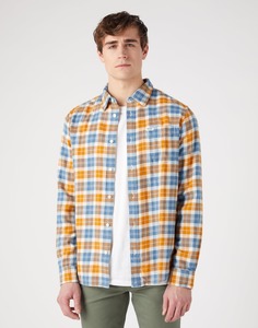 Рубашка мужская Wrangler Men 1 Pocket Shirt синяя XL