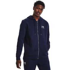 Толстовка мужская Under Armour Ua Essential Fleece Fz Hood синяя SM