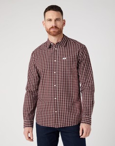 Рубашка мужская Wrangler Men 1 Pocket Shirt бордовая M