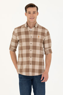 Рубашка мужская US Polo G081GL0040YASIDI коричневая XL