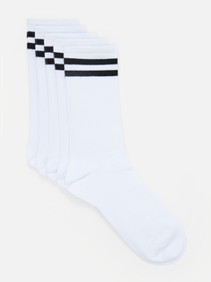Носки Cotton & Quality мужские, белые, с черной полоской, размер 43-46, 52001Т5, 5 пар