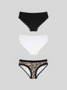 Комплект трусов женских Infinity Lingerie 31204122097 черный; белый; бежевый S, 3 шт.