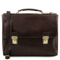 Tuscany Leather, ITALY TRIESTE - Портфель для ноутбука с 2 отделениями (Темно-коричневый)