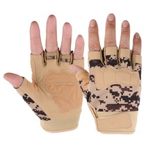 Тактические перчатки без пальцев с мягкой накладкой на костяшки камуфляж цифра бежевая Kamukamu