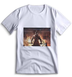 Футболка Top T-shirt Sekiro shadow die twice (Секиро, Япония, Соулс Лайк ) 0011 белая S