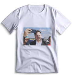 Футболка Top T-shirt Илон Маск (Тесла) 0046 белая XXS