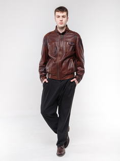 Кожаная куртка мужская no brand Авиатор коричневая 50 RU