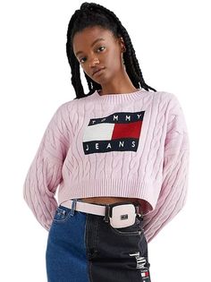 Пуловер женский Tommy Jeans DW0DW14261TOB розовый, размер M