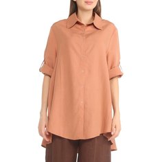 Рубашка женская Maison David MLY2116-1 коричневая XS
