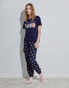 Футболка домашняя женская Gloria Jeans GSL001557 синяя L (46)