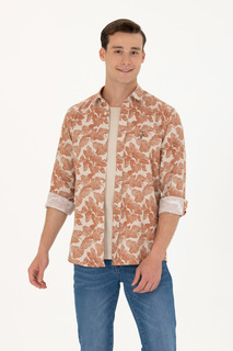 Рубашка мужская US Polo G081SZ0040ANTER коричневая L