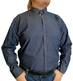 Джинсовая рубашка мужская Castelli 163111 синяя 5XL