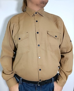 Джинсовая рубашка мужская Barcotti 198033 коричневая 3XL