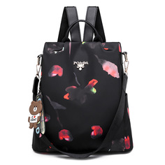 Сумка-рюкзак женская M1802-04 черная/цветы, 32х32х13 см No Brand
