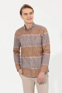 Рубашка мужская U.S. POLO Assn. G081SZ0040PUNCU коричневая M