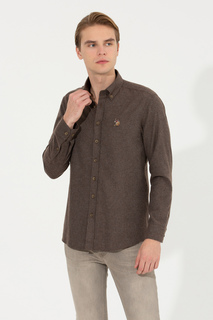 Рубашка мужская U.S. POLO Assn. G081SZ0040AKIS022K коричневая XS