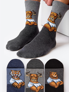 Комплект носков мужских HappyFox HFGM2731 серых; синих; черных 29-31, 3 пары