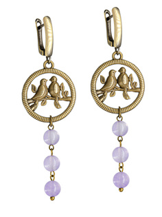 Серьги подвески из бижутерного сплава Koshika rn-342, аметист