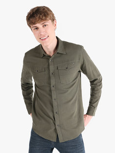 Рубашка мужская Colins CL1066406_Q1.V1 хаки XL