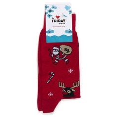 Носки унисекс St. Friday Socks Дедушка с подарками красные 38-41