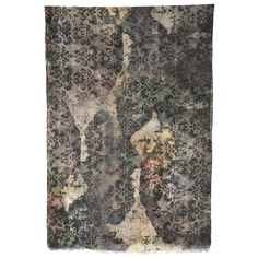 Шарф женский Павловопосадский платок 10167 зеленый/бежевый/коричневый, 230х80 см