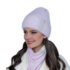 Шапка бини женская Landre ЛУРДЕС 51-05 светло-розовая/светло-серая, one size