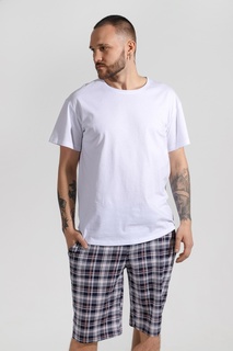 Шорты домашние мужские Виолетта Штурман-2 серая клетка серые 52 RU