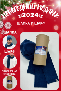 Комплект шапка и шарф мужской MOM №1 TUB-88-5550F синий