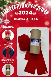 Комплект шапка и шарф мужской MOM №1 TUB-88-5545F красный
