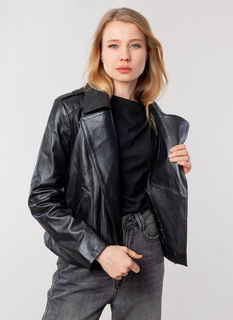 Кожаная куртка женская КАЛЯЕВ 47111 черная 56 RU