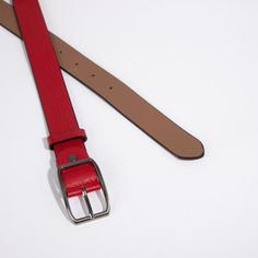 Ремень ш. 3 см, винт, пряжка металл, цвет красный No Brand