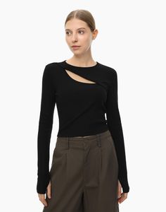 Лонгслив женский Gloria Jeans GKT022022 черный L (48-50)