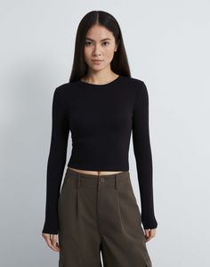 Лонгслив женский Gloria Jeans GKT021867 черный XS (38-40)